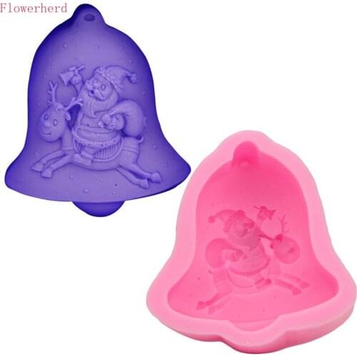 Santa Bell Elk Cake Mould DIY Silicone Fondant Baking Tool Clay Soap Mold Cake Decorting Tools Fondant Tools Chococlate Mold