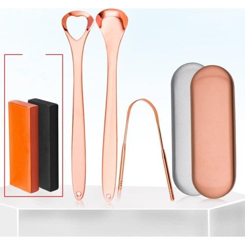 3Pcs Tongue Cleaner With Travel Handy Case Stainless Steel Tongue Scraper Metal Brush Dental Kit Oral Care Dental Tool Adult