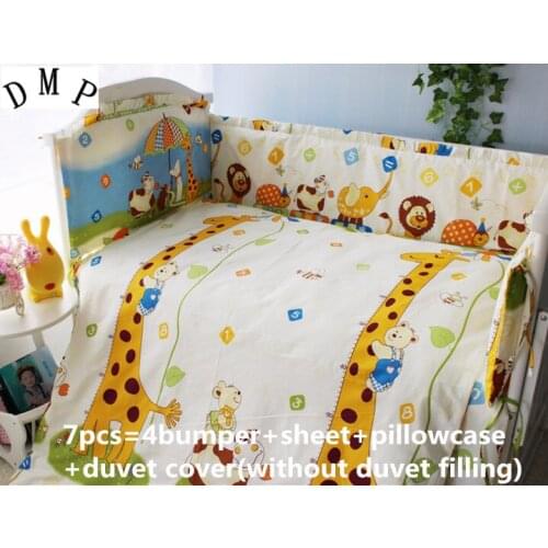 6/7pcs kit berço cot crib bedding set cotton baby protetor de berco Infant Room Decor,120*60/120*70cm