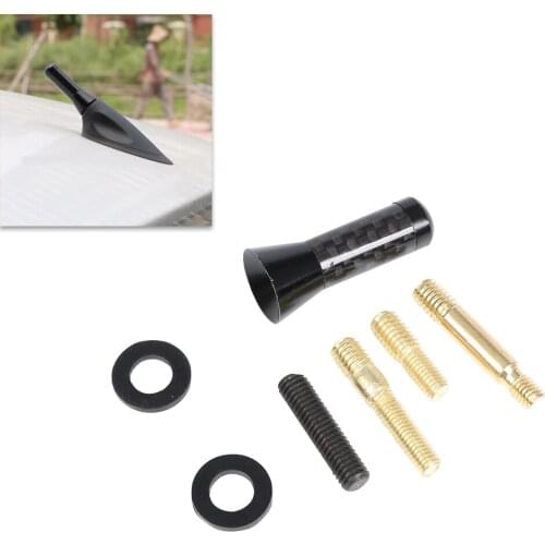 Car Short Antenna Aluminum Black 1.4" Shortest Carbon Fiber Vehicle Car Radio Antenna Aerial Replacement Exterior Part Universal