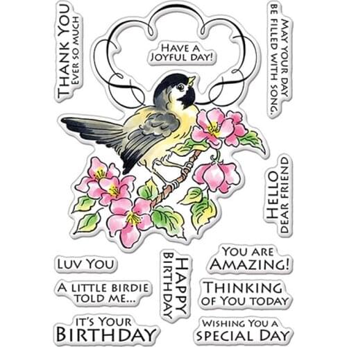 Beautiful Flowers Bird Clear Stamps Words Have A Joyful Day DIY Scrapbooking Craft Decorate Paper Cards Embossing New Stamps