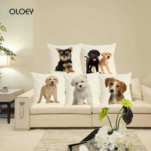 Cute Dog Print Cushion Cover Home Decoration Cushion Cover Linen Fabric Cushion Decoration Bedroom Hotel Car Cushion Cover