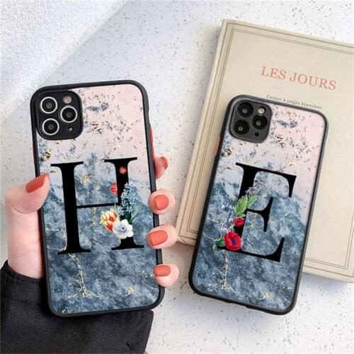 Moskado Marble Stone Phone Case For iPhone 12 Pro 11 Pro Max X XR XS Max 7 8 Plus SE 2020 Initial Letter A Z Hard PC Back Cover