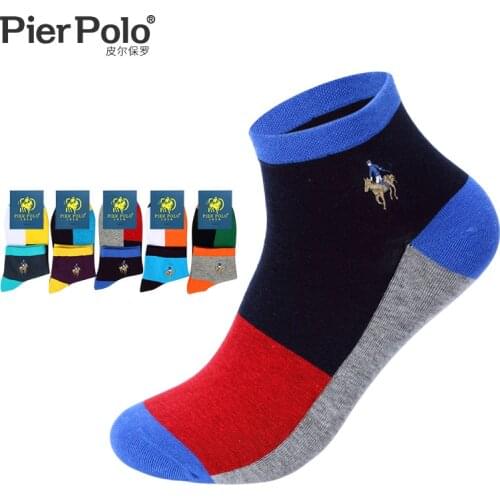 New Arrival PIER POLO Summer Socks Brand Cotton Socks Casual Ankle Socks Breathable Embroidery Socks Men 5Pairs/lot