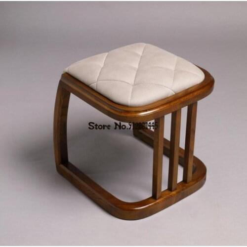 New Chinese Style Zen Tea Stool Solid Wood Low Stool Large Slab Tea Table Stool Dressing Stool Tea Art Soft Bag