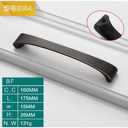 New Exquisite Cabinet USA European Black Handle Simple Black Bronze Handle Closet Drawer Cabinet Furniture Door Handle