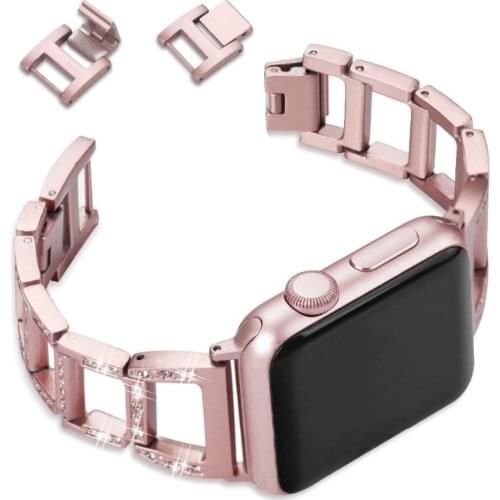 Luxury Band for Apple Watch 3 2 1 38MM 42MM Stainless Steel Metal Diamond Replacement Strap for iwatch Series 4 5 6 SE 40MM 44MM