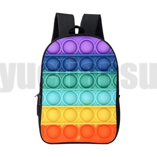 Mochila 16 Inch Anime Canvas Double Zipper POP It Backpacks Cartoon Pop Fidget Schoolbag 3D Family Games Bag Kids Back To School