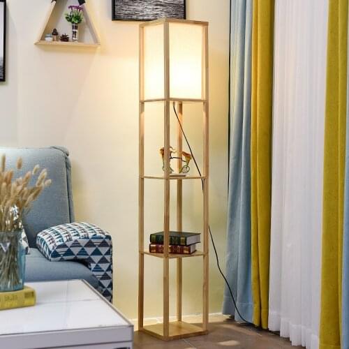 Nordic decoration home Floor Lamp for Living Room minimalist wood shelf tea table Lamp Modern bedroom decor led stand light