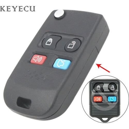 Keyecu Modified Folding Flip Remote Key Shell Case Cover For Ford Crown Victoria Escape Expedition Explorer Sport 4 Buttons