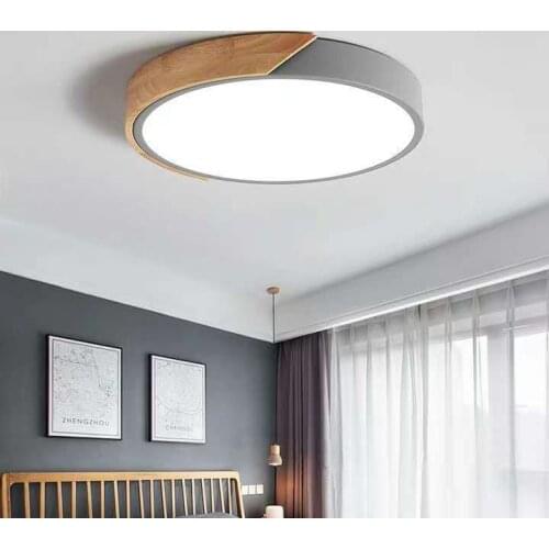 Modern Led Ceiling Lights Round Shape LED for Bedroom Kids Children Room Luminaire Cute Wooden Macaron Ceiling Lamp Fixture