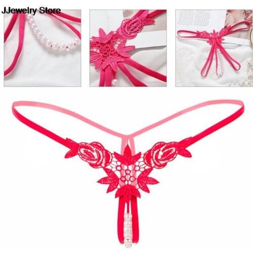 Pearl Thong Seamless Briefs Underwear Women G String Sexy Transparent Panties Crotchless Lady Embroidery String Lingerie 2021