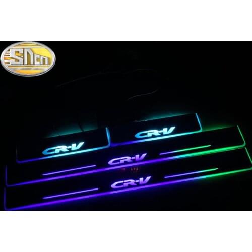 Led moving door scuff for Honda CRV CR-V dynamic door sill plate flat lining overlay Car accessories rainbow colors
