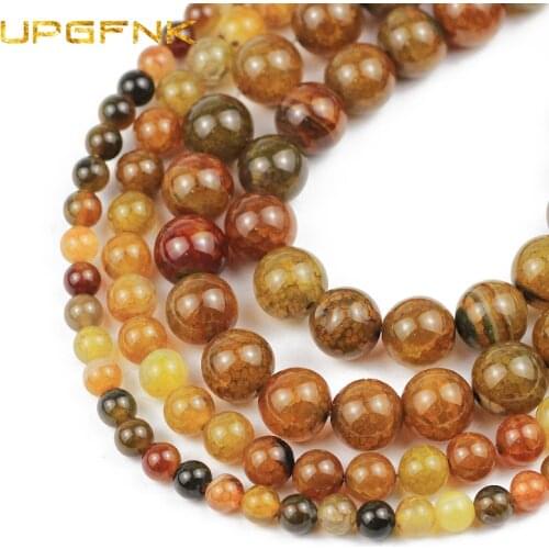 UPGFNK Tea Dragon scales carnelian Natural Stone Round Loose Beads For Jewelry making DIY bracelets Accessories 4/6/8/10/12mm