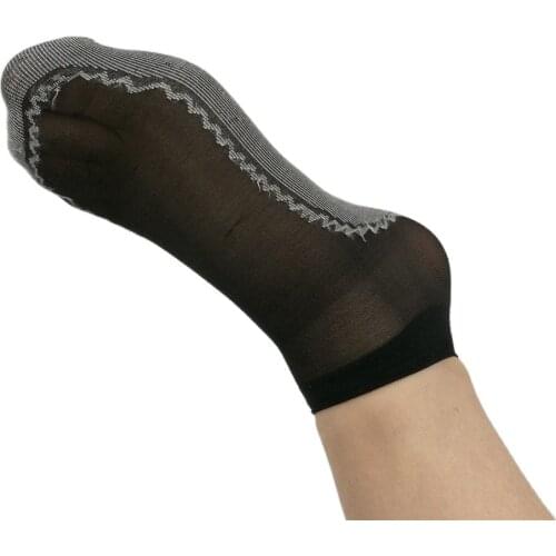 W202141 women Summer Velvet bottom with cotton non - slip female 4 pairs silk feeling transparent short slipper socks