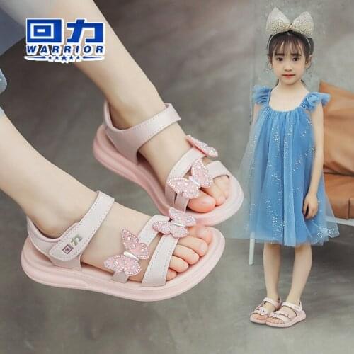 2021 spring and summer sandals female pull back girls new butterfly soft-soled beach shoes Korean style tide