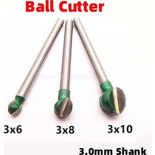 1Pcs 3MM Shank Ball Shape Milling Cutter Router Bit Carving Tool Wood Knife Chisel Drill Rotary Steel Tungsten Pill Woodworking