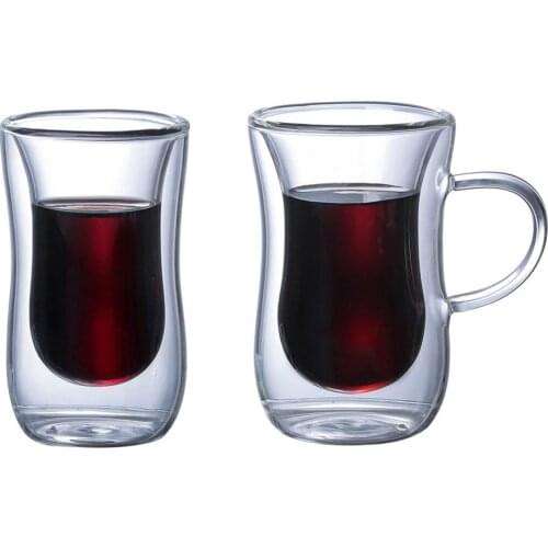 1Pcs 80ml Double Wall Insulated Espresso Cups Drinking Tea Latte Transparent Coffee Mugs Whiskey Glass Cups Drinkware Drop Ship