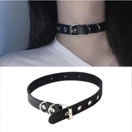 1pc Choker Necklace Faux Leather Adjustable Fashion Punk Style Choker Collar Goth Choker Jewelry Accessories