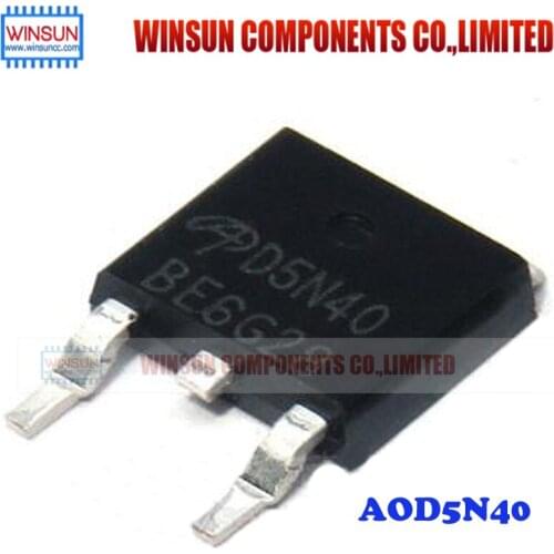 10PCS/LOT AOD5N40 D5N40 TO-252 patch 5A 400V MOS FET Tube