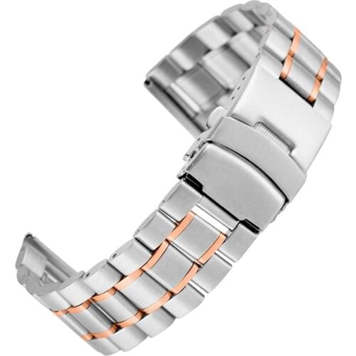 18/20/22mm Folding Clasp Wristband High Quality Solid Stainless Steel Watchband Replacements Straps
