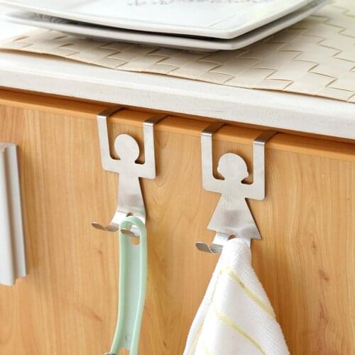 2pcs Hooks Stainless Steel Lovers Shaped Hook Kitchen Hanger Clothes Storage Rack Tool F5