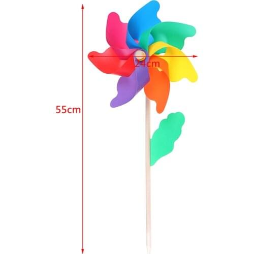 2019 Beautiful High Quality 45cm Wood Garden Yard Party Windmill Wind Spinner Ornament Decoration Kids Toys