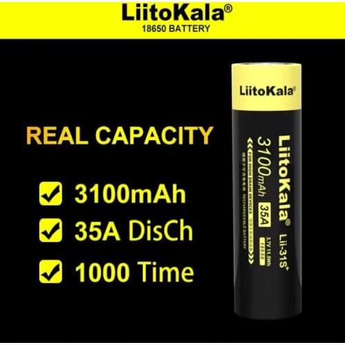 4PCS New LiitoKala Lii-31S 18650 Battery 3.7V Li-ion 3100mA 35A Power battery For high drain devices