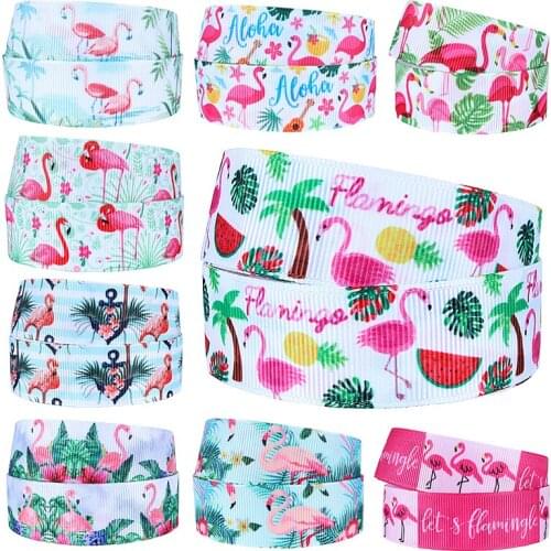 50yards/lot) Beautiful flamingo printed ribbon