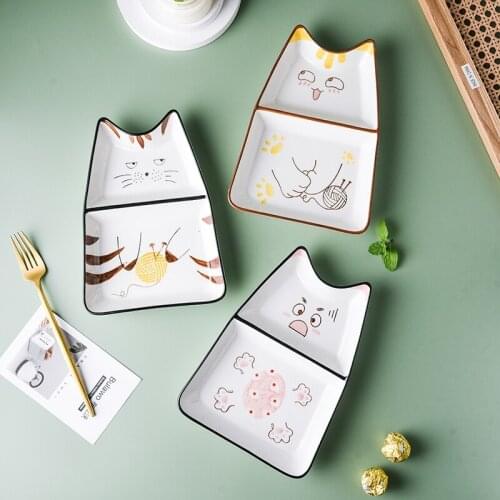 9 inch Ceramic Subdivision Fat-Reducing Plate Sub-dinner Plate Breakfast Plate Weight Loss Quantitative Plate Children Tableware