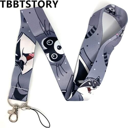 Cute Raccoon Bear Neck Strap Keychain Lanyard For Keys ID Card Badge Holder Hang Rope Webbing Ribbon Mobile Accessories