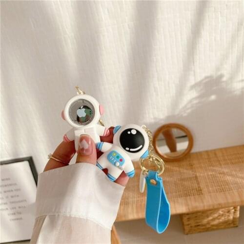 For Apple Airtag Tracker Keychain New Cartoon Cute Astronaut Soft Silicone Skin Cover for AirTags GPS Locator Air Tag Key Holder