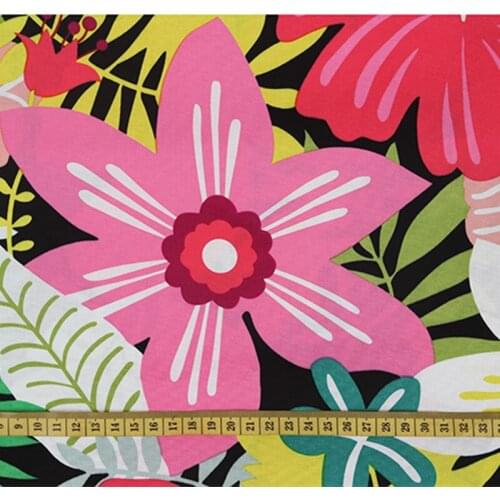 BZ62 100*140cm 2Colors Pink Daffodils Printed Plain Cotton Fabric For Women Dresses Clothing Table Cloth DIY Patchwork Fabrics