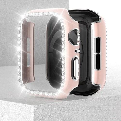 Diamond case for Apple watch 44mm 42mm 40mm 38mm Womens replacement protective case compatible with iwatch 6 5 4 3 2 1 SE case
