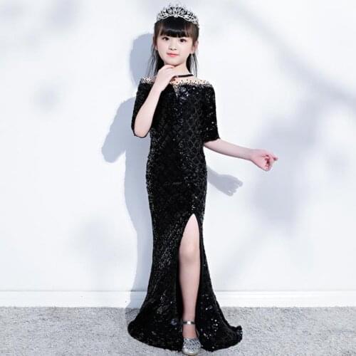 Baby Clothes Dresses Winter 2020 Kids Catwalk Costume Sequined Design Mermaid Gown Wedding Birthday Party Dress For Girls L626