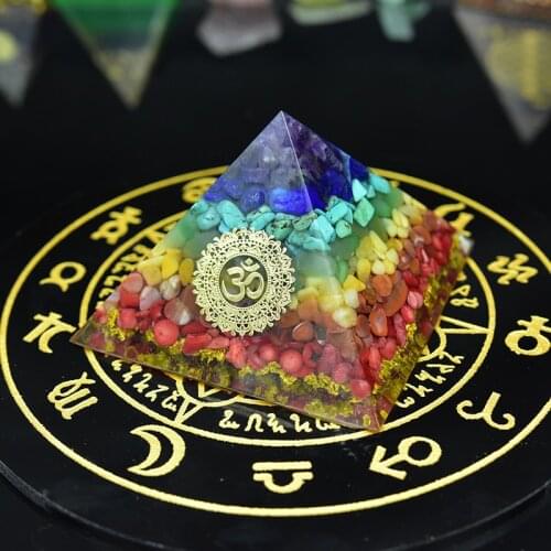 Elite Orgone Pyramid Energy Generator amethyst Aventurine Turquoise 7 chakra orgonite Emf Protection for Chakra Healing Handmade