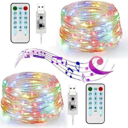 Fairy Lights USB Operated LED String Lights Remote music Control Timer Twinkle String Lights 8 Modes 16.4 Feet Firefly Lights