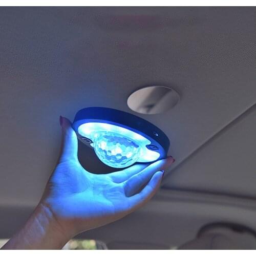 Voice Control Rhythm Atmosphere Light LED Car Interior Reading Light Roof Magnet Ceiling Lamp Disco Magic Stage Effect Lights