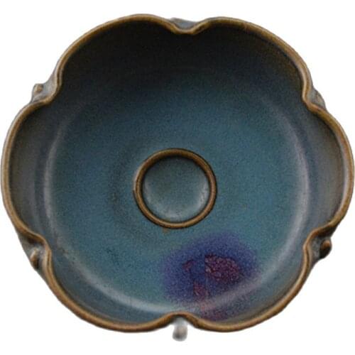 China Jingdezhen antique porcelain Song Jun kiln blue uniform red lotus leaf edge wash