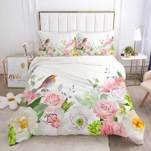 3D Bed Linen Set Flower Designer Duvet Cover Set Bedding Sets Comforter Case and Pillowcase King Queen Double Size Home Textile