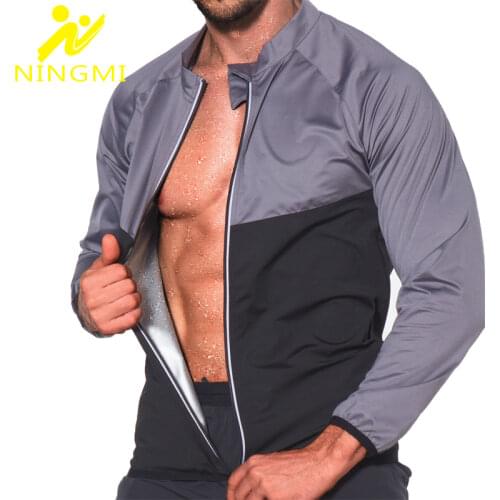 NINGMI Sauna Shirt Waist Trainer Body Shaper Gym Clothing Slimming Vest for Weight Loss Corset Fitness Mens Sweat Suit Shapewear