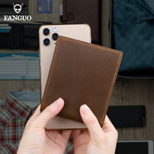 Simple Mens Wallet Genuine Leather Short Card Wallet Brifold Credit Card Slot Money Clip For Male Portable Storage Coin Purse