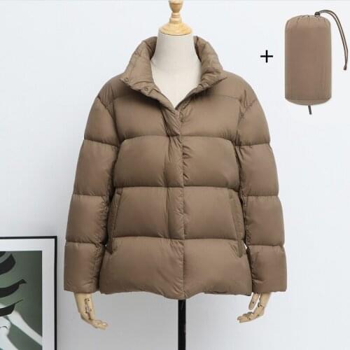 FTLZZ Winter Ultra Light Stand Collar Short Jacket Women 90% White Duck Down Coat Casual Tops Plus Size Parkes warm Snow Outwear