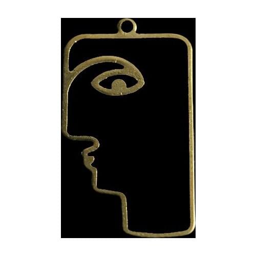 Brass spray paint ladies abstract hollow face contour earrings accessories 10 personalized necklace pendants