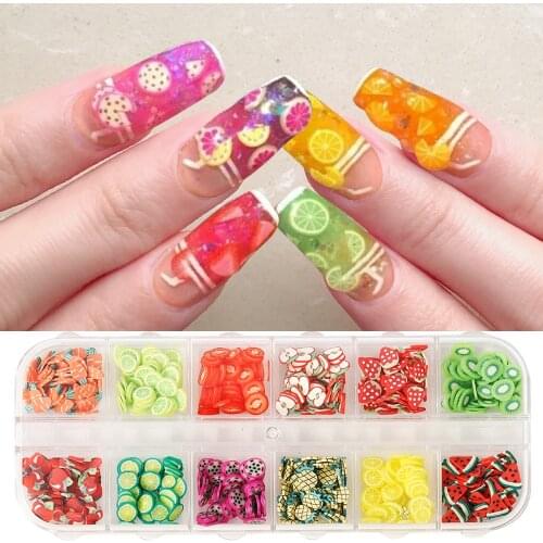 Summer Slicing Nail Decorations 3D Nails Art Accessories Mixed Flower Fruit Animal Polymer Clay Slices Ongles DIY Designs Tools