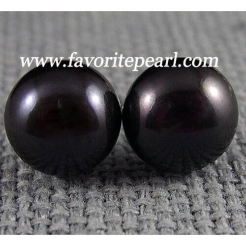 Favorite Pearl Earrings AAA 9.5-10mm Black Color Natural Freshwater Pearl Stud Earring Perfect Wedding Birthday Chirstmas Gift
