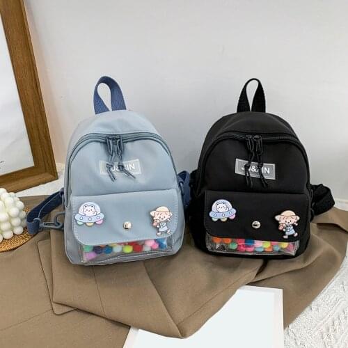 Cute Cartoon Printing Preppy Style Small School Bags Women Casual Canvas Backpack Knapsacks with Badge Ladies Crossbody Rucksack