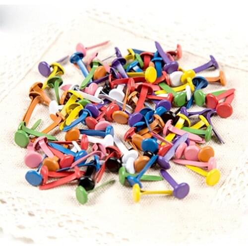 100 Pcs Mini Brads Assorted Colors Round Brad Pastel Brads for Scrapbooking Crafts Making Stamping and DIY - 5.5x11mm