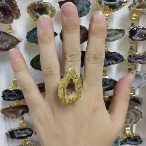 Fashion exquisite personality creative irregular natural stone crystal stone womens adjustable knuckle ring jewelry