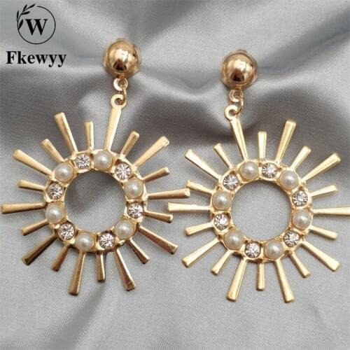 Fkewyy Fashion Dangle Earrings For Women Bohemia Jewelry Gothic Accessories Pearl Earrings Gold Plated Jewellery Earring Luxury